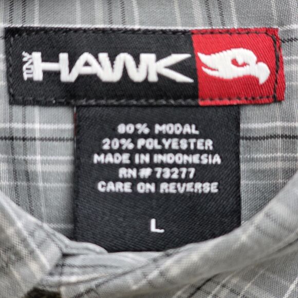 Tony Hawk Men's Large Plaid Gingham Short Sleeve Button Up Shirt - Picture 4 of 8